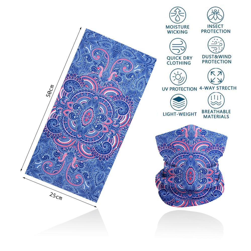 Cycling Gear Women - Paisley Face Gaiter Women Windproof Seamless