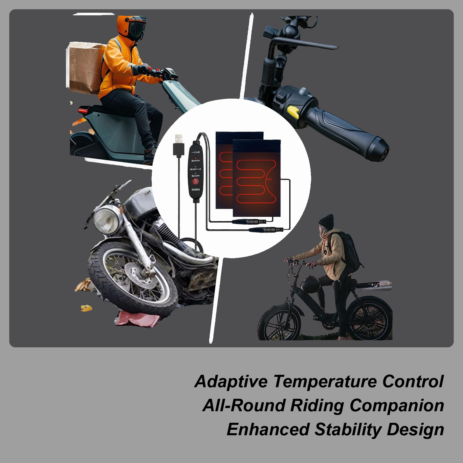 Cycling Heat Gear - Handlebar Heater 5V Heated Motorcycle Handlebar