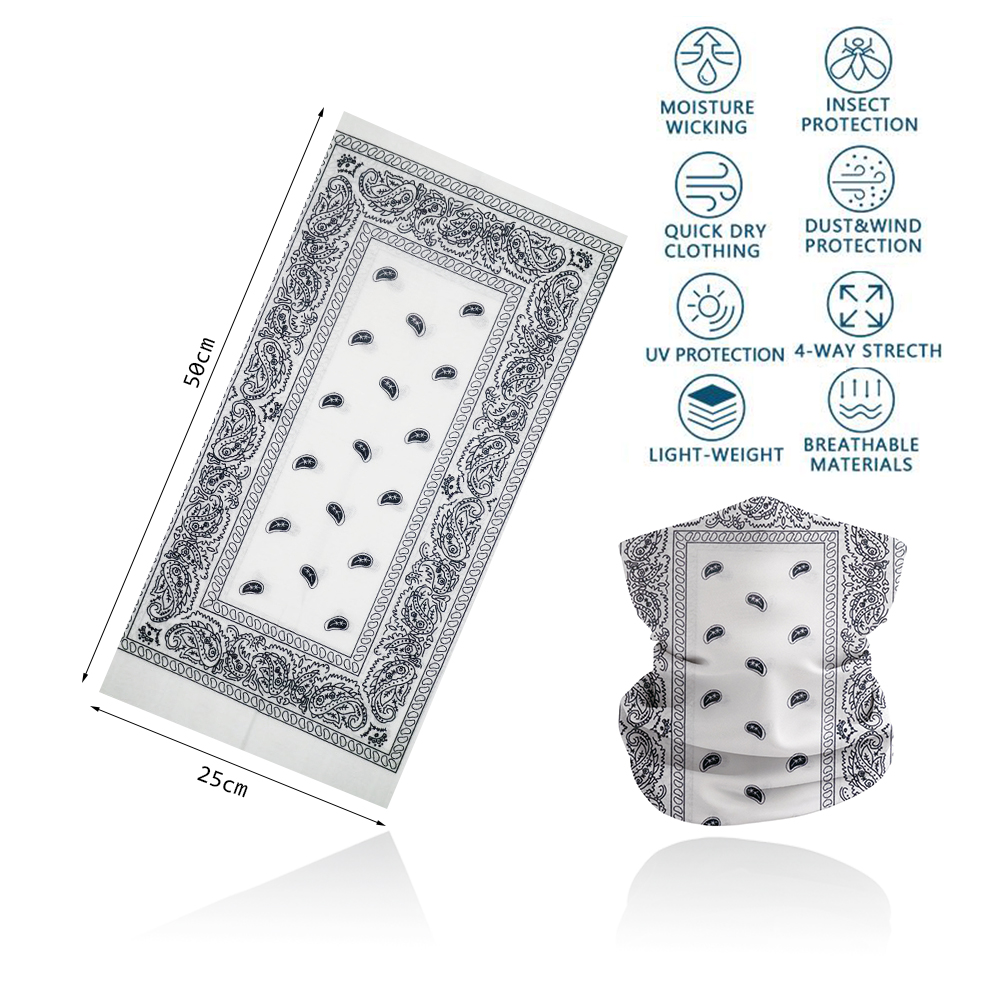 White Paisley Neck Gater Tube  - Cycling Gear Women ulasan dan harga