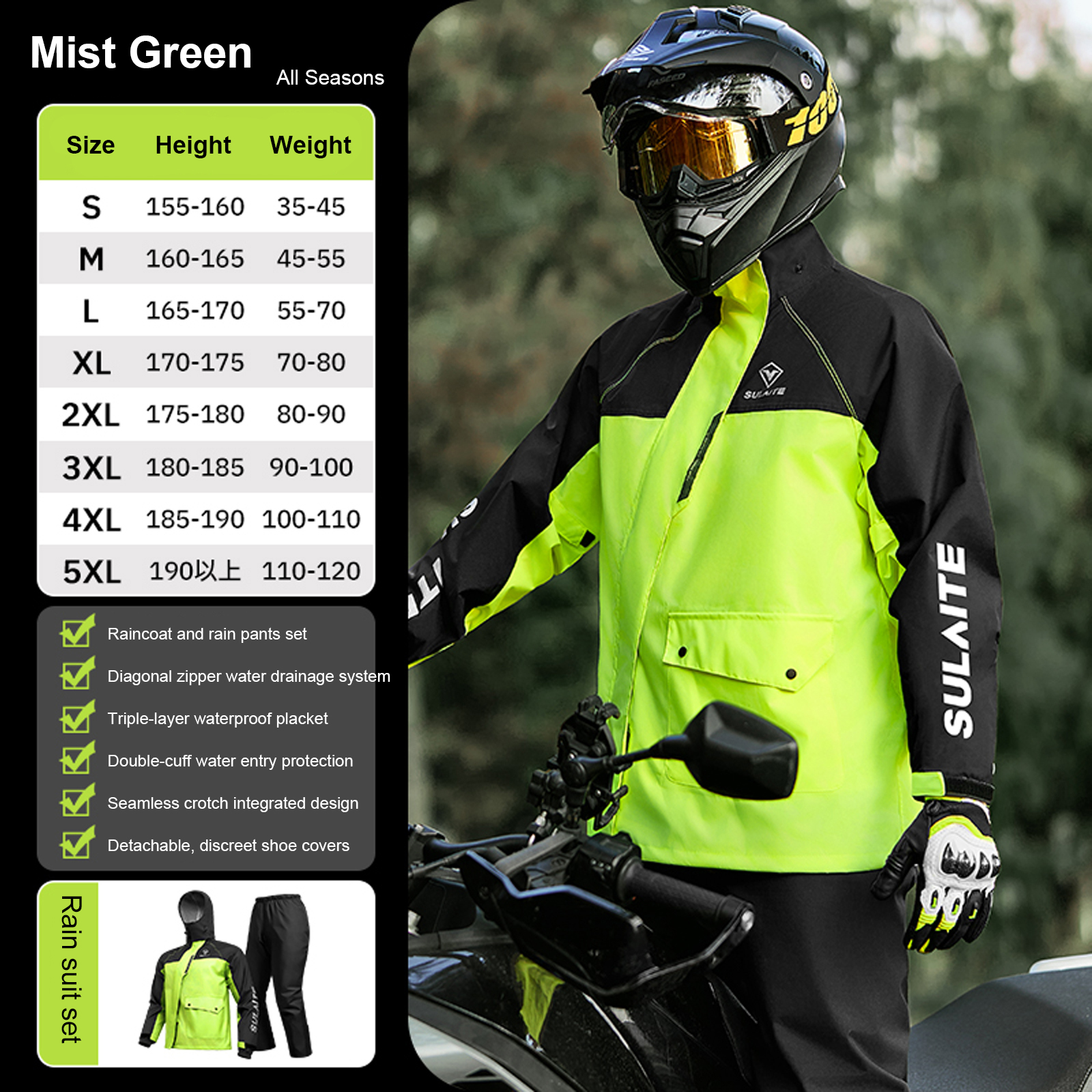 Motorcycle Rain Suit for Men & - Cycling Gear Women ulasan dan harga